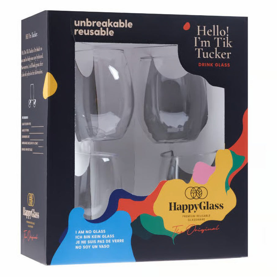 Kunststof tuimelaar glas Tik Tucker. Gemaakt van Copolyester Tritan (BPA vrij). (set van 4)